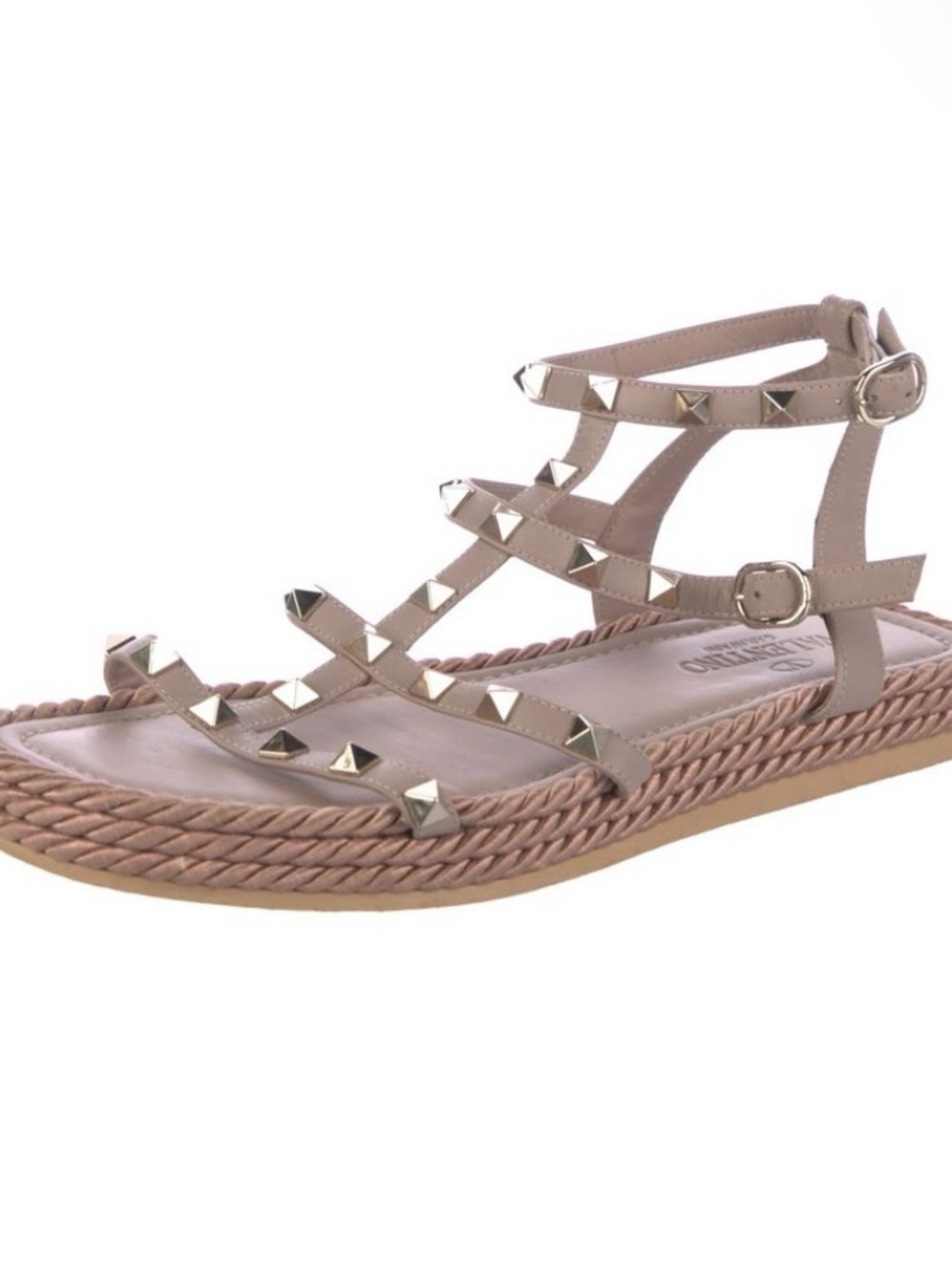 Valentino Garavani Taupe Pyramid-Stud Gladiator Sandal